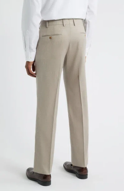 Zanella Parker Flat Front Stretch Wool Flannel Trousers In Neutral