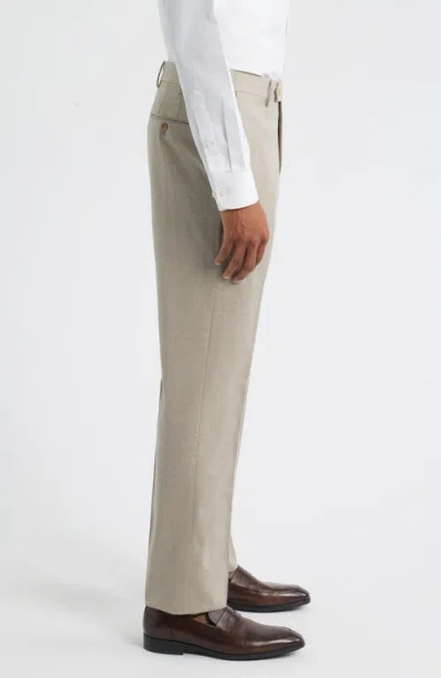 Zanella Parker Flat Front Stretch Wool Flannel Trousers In Neutral