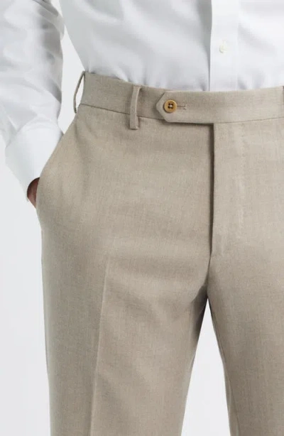 Zanella Parker Flat Front Stretch Wool Flannel Trousers In Neutral