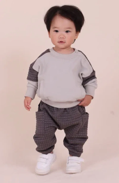 Tiny Tribe Segment Mixed Media Sweatshirt In Gray