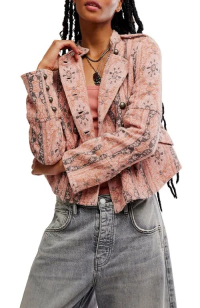 Free People Lotty Jacquard Jacket In Pink