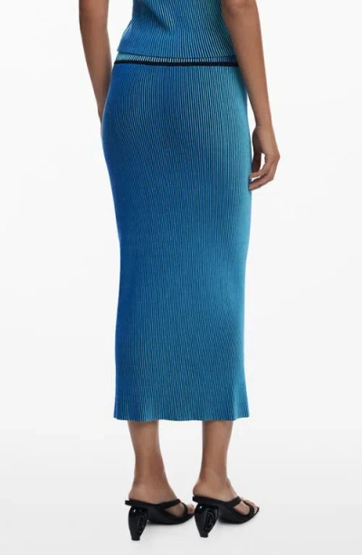 Desigual Rib Column Skirt In Blue