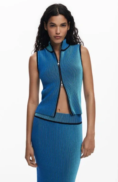 Desigual Rib Column Skirt In Blue