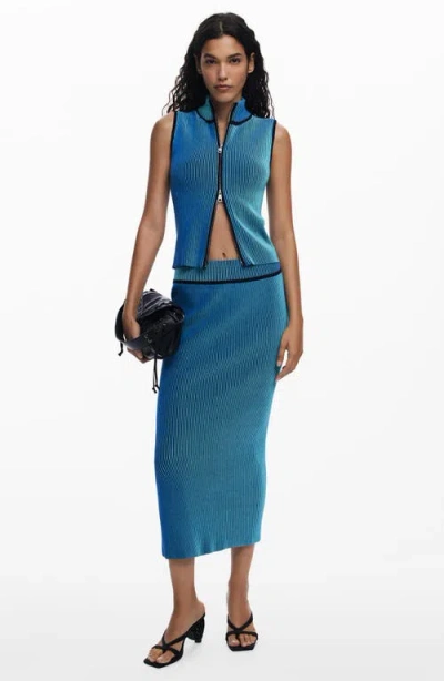 Desigual Rib Column Skirt In Blue