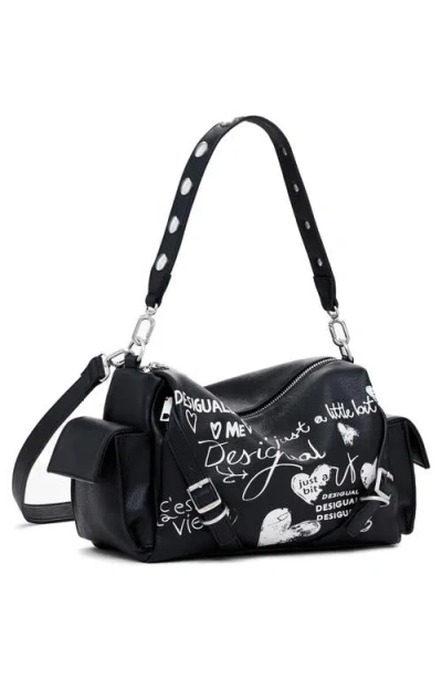 Desigual Faux Leather Shoulder Bag In Black