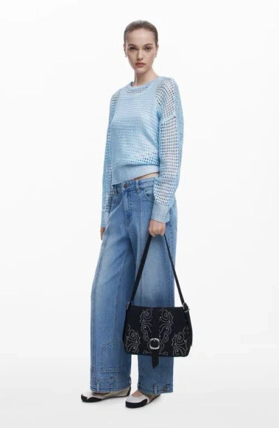 Desigual Studded Faux Leather Crossbody Bag In Neutral