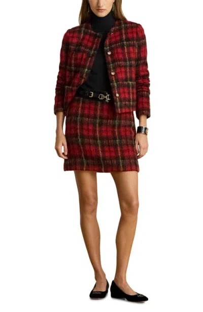 Ralph Lauren Womens Plaid Pencil Mini Skirt 0p 18 In Red