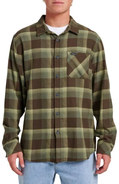 Quiksilver Penmar Check Cotton Flannel Button-up Shirt In Green