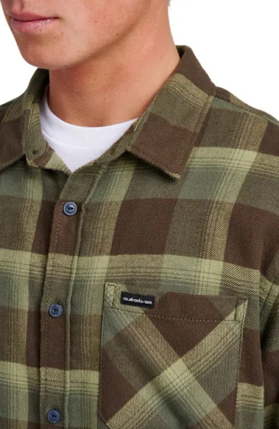 Quiksilver Penmar Check Cotton Flannel Button-up Shirt In Green