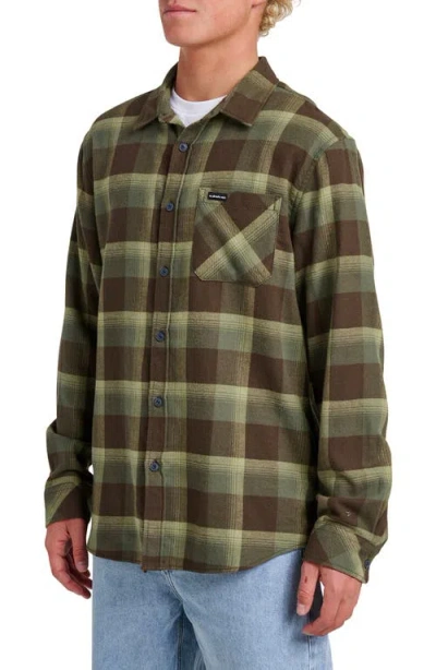 Quiksilver Penmar Check Cotton Flannel Button-up Shirt In Green