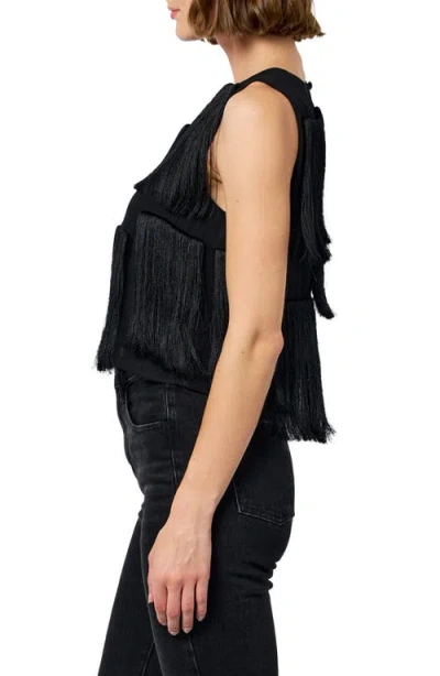 Ciebon Zinnia Fringe Sleeveless Top In Black