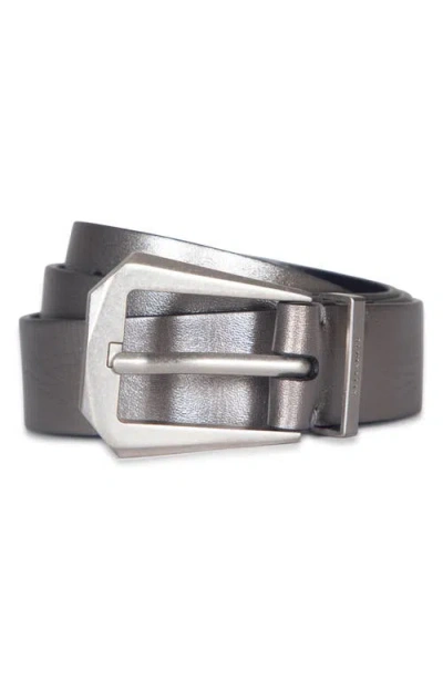Allsaints Metallic Leather Western Belt In Gray