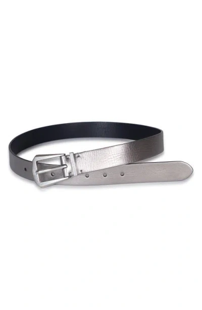 Allsaints Metallic Leather Western Belt In Gray