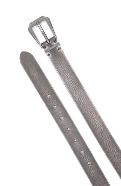 Allsaints Metallic Leather Western Belt In Gray