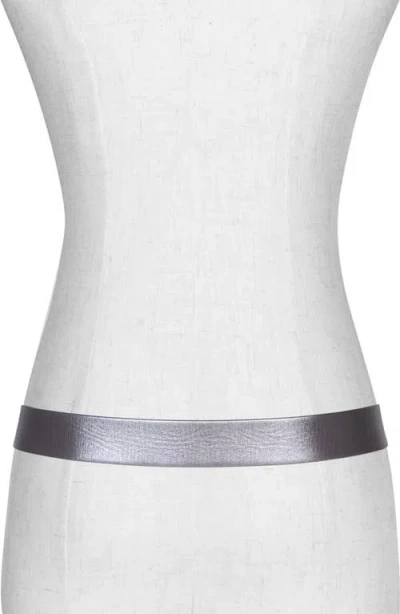 Allsaints Metallic Leather Western Belt In Gray