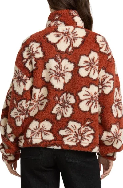 Billabong All The Time High Pile Fleece Quarter Zip Pullover In Brown