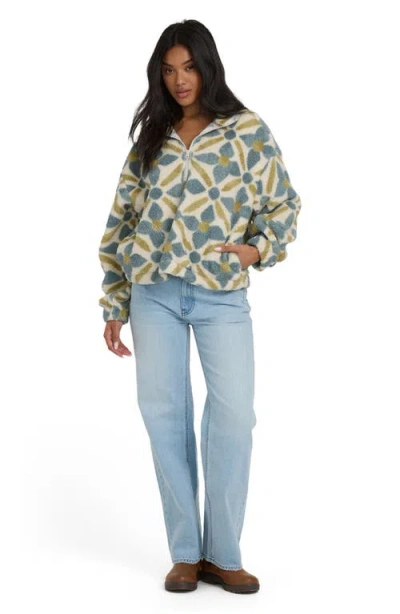 Billabong All The Time High Pile Fleece Quarter Zip Pullover In Multi