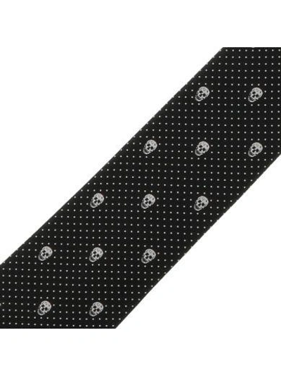 Shop Alexander Mcqueen Skull And Pois Tie In Black White