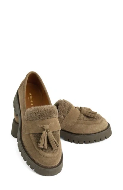 Lk Bennett Shirley Genuine Shearling Tassel Loafer In Brown