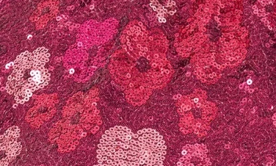 Cece Sequin Flower Mock Neck Top In Pink