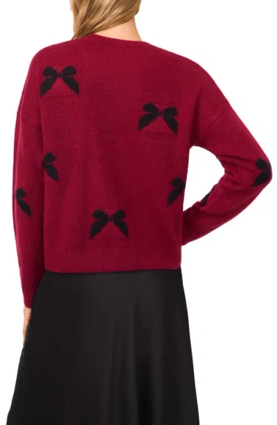 Cece Bow Detail Sweater In Burgundy