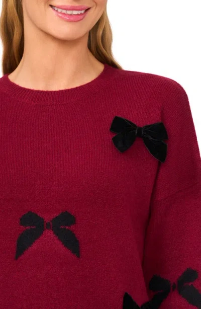 Cece Bow Detail Sweater In Burgundy