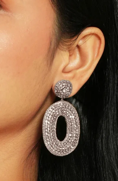 Deepa Gurnani Odeya Crystal Drop Earrings In Neutral