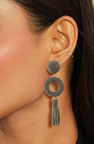 Deepa Gurnani Oliver Beaded Drop Earrings In Metallic