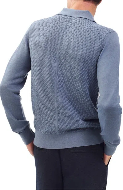 Rag & Bone Charles Wool Johnny Collar Polo Sweater In Blue