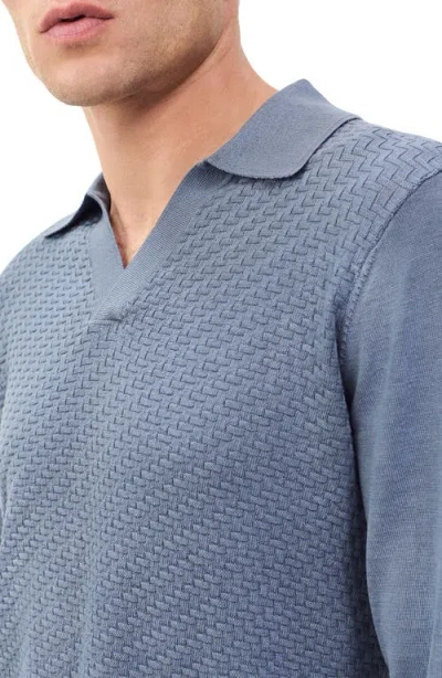 Rag & Bone Charles Wool Johnny Collar Polo Sweater In Blue