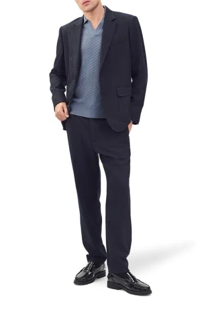 Rag & Bone Charles Wool Johnny Collar Polo Sweater In Blue