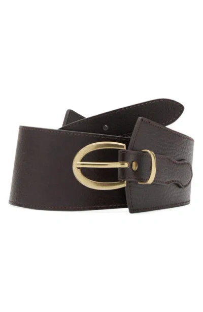 Mango Obi Leather Belt In Brown