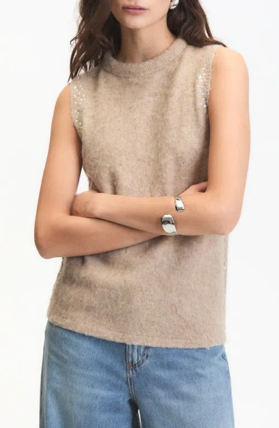 Deluc Myles Rhinestone Embellished Sweater Vest In Neutral