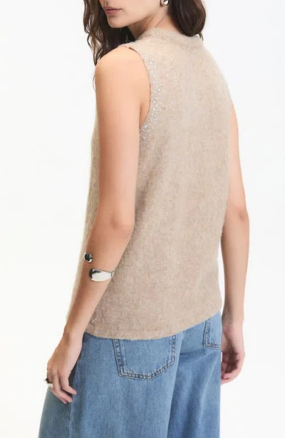Deluc Myles Rhinestone Embellished Sweater Vest In Neutral