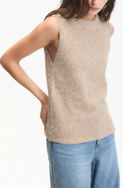 Deluc Myles Rhinestone Embellished Sweater Vest In Neutral