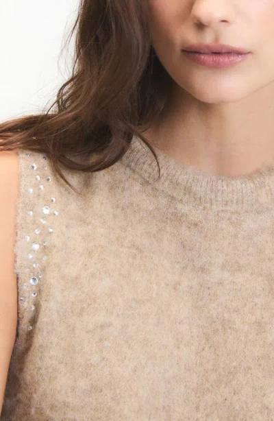 Deluc Myles Rhinestone Embellished Sweater Vest In Neutral