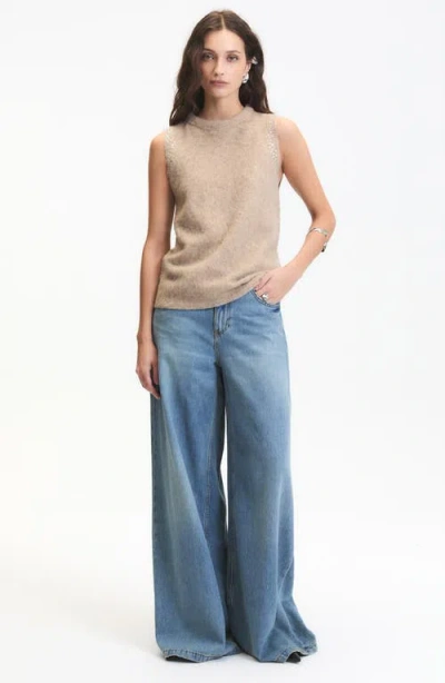 Deluc Myles Rhinestone Embellished Sweater Vest In Neutral