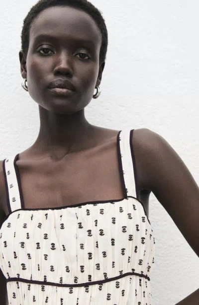 Mango Plumeti Midi Dress Ecru In Multi