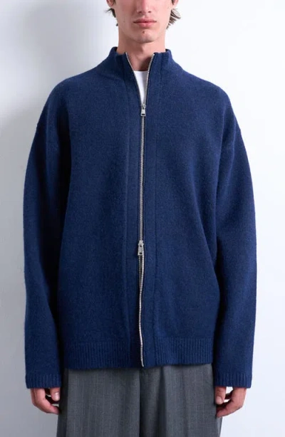 Topman Zip-up Cardigan In Blue