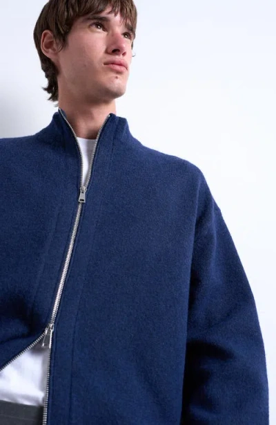 Topman Zip-up Cardigan In Blue