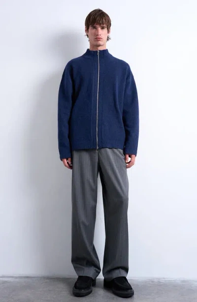 Topman Zip-up Cardigan In Blue