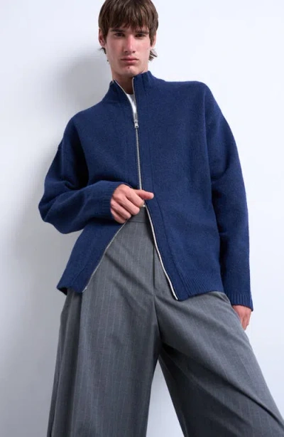 Topman Zip-up Cardigan In Blue