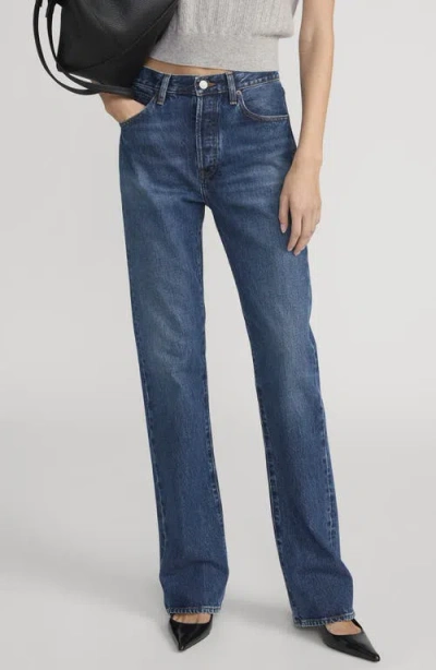 Frame The Vertical High Waist Relaxed Straight Leg Jeans In Blue