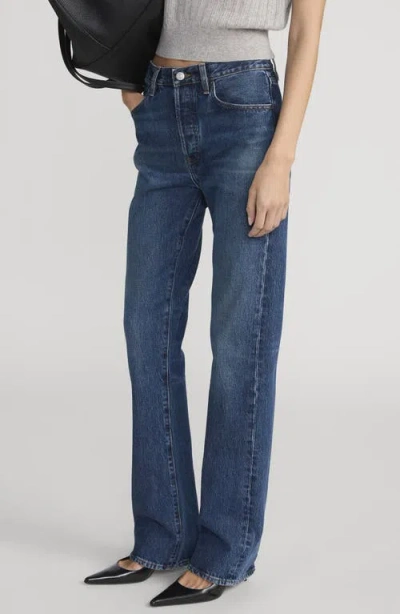 Frame The Vertical High Waist Relaxed Straight Leg Jeans In Blue