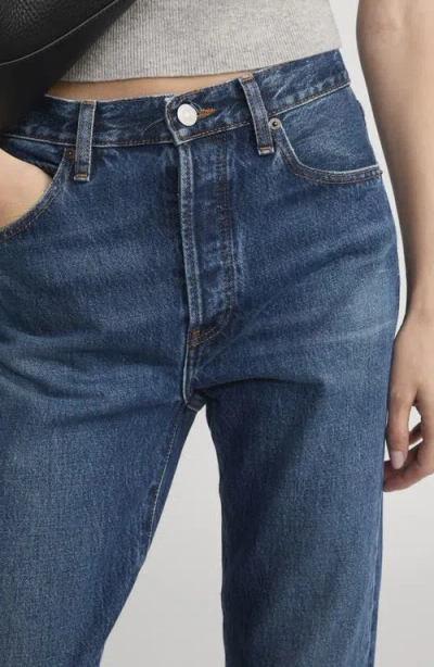 Frame The Vertical High Waist Relaxed Straight Leg Jeans In Blue