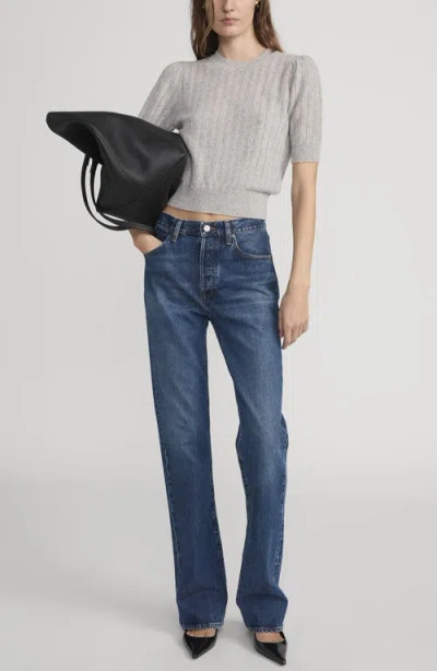 Frame The Vertical High Waist Relaxed Straight Leg Jeans In Blue