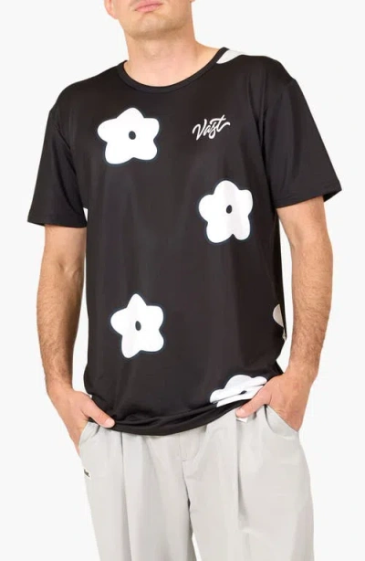 Vast Flower Patch Aqua Terra Performance T-shirt In Black