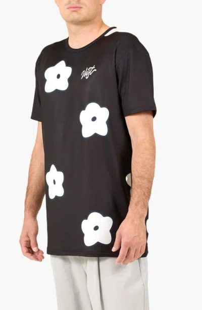 Vast Flower Patch Aqua Terra Performance T-shirt In Black