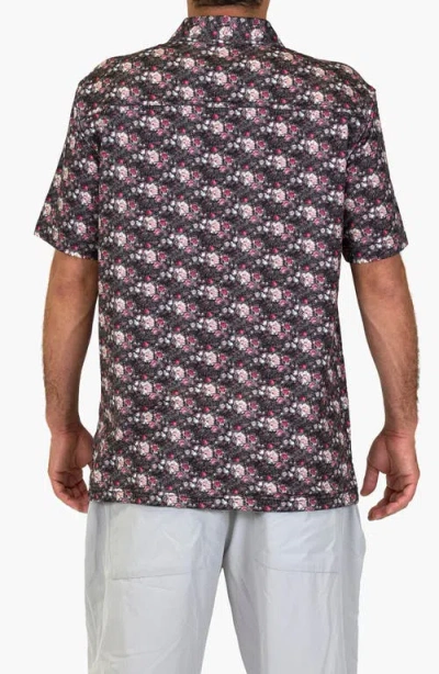 Vast Digi Floral Aqua Terra Performance Short Sleeve Button-up Shirt In Multi