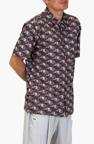 Vast Digi Floral Aqua Terra Performance Short Sleeve Button-up Shirt In Multi